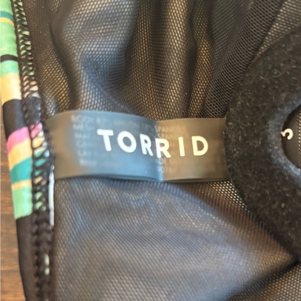 NWOT Torrid Active Wireless Mesh High Neck One Piece Swimsuit Size 3X Leaves - Picture 5 of 7